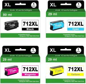 4 Pack 712XL 712XL 712 Ink Cartridge Use for DesignJet T210 T230 T630 T650 Studio Plotter Printers (Black: 80ml, Cyan/Magenta/Yellow: 29ml) 4 Pack 712XL 712XL 712 Ink Cartridge Use for DesignJet T210 T230 T630 T650 Studio Plotter Printers (Black: 80ml, Cyan/Magenta/Yellow: 29ml)