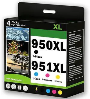 950XL 951XL Ink Cartridges High Yield Use for OfficeJet Pro 8600 8610 8615 8620 8625 8630 8640 8660 8100 8110 Printers(4 Pack Black Cyan Magenta Yellow) 950XL 951XL Ink Cartridges High Yield Use for OfficeJet Pro 8600 8610 8615 8620 8625 8630 8640 8660 8100 8110 Printers(4 Pack Black Cyan Magenta Yellow)