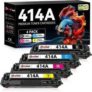 414A Color Toner Cartridges 4 Pack with Pre-Installed Chips, Replacement for HP 414A Toner Cartridges 4 Pack W2020A W2021A W2022A W2023A, Compatible with M479fdw M479fdn M479dw M454dw M454dn M480f 414A Color Toner Cartridges 4 Pack with Pre-Installed Chips, Replacement for HP 414A Toner Cartridges 4 Pack W2020A W2021A W2022A W2023A, Compatible with M479fdw M479fdn M479dw M454dw M454dn M480f