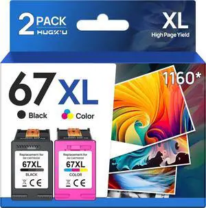 67XL Ink Cartridges Black/Color Combo Pack Replacement for HP Ink 67 67XL Ink Cartridges Work for HP DeskJet 2827e 2855e 4227e 2842e 2800 4155e 2755e 2755 2852e Envy 6055e 6455e (1 Black,1 Tri-colo1 67XL Ink Cartridges Black/Color Combo Pack Replacement for HP Ink 67 67XL Ink Cartridges Work for HP DeskJet 2827e 2855e 4227e 2842e 2800 4155e 2755e 2755 2852e Envy 6055e 6455e (1 Black,1 Tri-colo1
