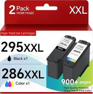 PG-295 XXL CL-286 XXL TS6520 Ink Cartridges Black Color Replacement for Canon 295 286 PG-295XL CL-286XL for Canon Pixma ts4320 Ink Compatible with Pixma TR7120, TS6520, TS4320, High Yield ( 2 Pack ) PG-295 XXL CL-286 XXL TS6520 Ink Cartridges Black Color Replacement for Canon 295 286 PG-295XL CL-286XL for Canon Pixma ts4320 Ink Compatible with Pixma TR7120, TS6520, TS4320, High Yield ( 2 Pack )