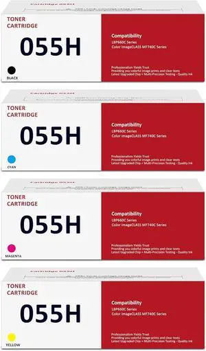 055 H 4-Pack Toner Cartridges High Capacity - Black, Cyan, Magenta, Yellow Toner Replacement for Canon 055 Toner Cartridges Compatible with MF743Cdw, MF741Cdw, MF745Cdw, MF746Cdw, LBP664Cdw Printer 055 H 4-Pack Toner Cartridges High Capacity - Black, Cyan, Magenta, Yellow Toner Replacement for Canon 055 Toner Cartridges Compatible with MF743Cdw, MF741Cdw, MF745Cdw, MF746Cdw, LBP664Cdw Printer