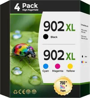 902XL Ink Cartridges Replacement for HP 902 XL 902XL Ink Cartridges Combo Pack 4 Pack Works with Office Jet 6954 6958 6962 Office Jet Pro 6968 6975 6978 Printer Ink Black Color Cyan Magenta Yellow 902XL Ink Cartridges Replacement for HP 902 XL 902XL Ink Cartridges Combo Pack 4 Pack Works with Office Jet 6954 6958 6962 Office Jet Pro 6968 6975 6978 Printer Ink Black Color Cyan Magenta Yellow