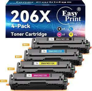206X Toner Compatible for HP 206X Toner Cartridges 4 Pack High Yield 206A Works with HP Color LaserJet Pro MFP M283fdw M283cdw M283fdn M282nw M255dw M255nw M283 M282 M255 206X Toner Compatible for HP 206X Toner Cartridges 4 Pack High Yield 206A Works with HP Color LaserJet Pro MFP M283fdw M283cdw M283fdn M282nw M255dw M255nw M283 M282 M255