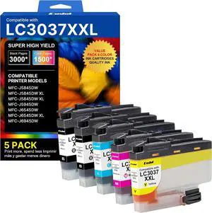 LC3037XXL LC3037 BK/C/M/Y Ink Cartridges for Brother LC3037 Ink Cartridges Work for MFC-J5945DW MFC-J6545DW MFC-J5845DW MFC-J5845DWXL MFC-J6545DWXL MFC-J6945DW Printers, Black and Color 5 Pack LC3037XXL LC3037 BK/C/M/Y Ink Cartridges for Brother LC3037 Ink Cartridges Work for MFC-J5945DW MFC-J6545DW MFC-J5845DW MFC-J5845DWXL MFC-J6545DWXL MFC-J6945DW Printers, Black and Color 5 Pack