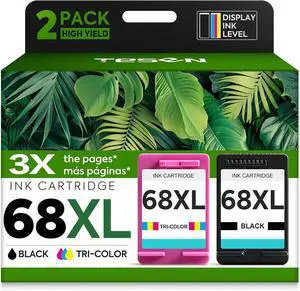 TESEN 68XL Ink Cartridges Black Color 2-Pack Replacement for HP Ink 68 68e TESEN 68XL Ink Cartridges Black Color 2-Pack Replacement for HP Ink 68 68e