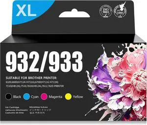 932XL 933XL Ink Cartridges 4-Pack (BK/C/Y/M) 932XL 933XL Ink Cartridges 4-Pack (BK/C/Y/M)