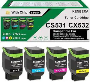 CS531 CX532 Toner Cartridge Compatible for Lexmark 75M10K0 75M10C0 75M10M0 CS531 CX532 Toner Cartridge Compatible for Lexmark 75M10K0 75M10C0 75M10M0