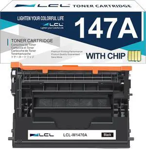 LCL 147A Black Toner Cartridge with Chip Replacement for HP 147A W1470A Toner Cartridges for HP Laser Jet Enterprise Flow MFP M634h M635z M636z M610n M611dn M612dn M611x M635h M634z Printer (1-Pack) LCL 147A Black Toner Cartridge with Chip Replacement for HP 147A W1470A Toner Cartridges for HP Laser Jet Enterprise Flow MFP M634h M635z M636z M610n M611dn M612dn M611x M635h M634z Printer (1-Pack)