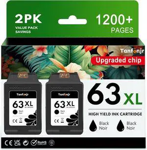 63XLInk Cartridges Replacement for HP Ink 63XL 63 Word for DeskJet 1112 2130 3630 Envy 4510 4520 OfficeJet 3830 4650 Serie High Yield (2-Pack,2 Black) 63XLInk Cartridges Replacement for HP Ink 63XL 63 Word for DeskJet 1112 2130 3630 Envy 4510 4520 OfficeJet 3830 4650 Serie High Yield (2-Pack,2 Black)
