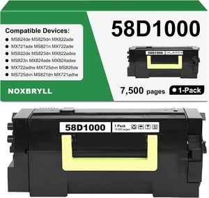 58D1000 Black Toner Cartridge 7,500 Pages (with Chip) Compatible for Lexmark 58D1000 MS823 Toner Cartridge for MS725 MS821 MS822 MS824 MS825 MS826 MX721 MX722 MX725 MX822 MX824 MX826 Printer -1 Pack 58D1000 Black Toner Cartridge 7,500 Pages (with Chip) Compatible for Lexmark 58D1000 MS823 Toner Cartridge for MS725 MS821 MS822 MS824 MS825 MS826 MX721 MX722 MX725 MX822 MX824 MX826 Printer -1 Pack