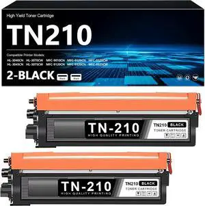 TN210 Black Toner Cartridge 2-Pack HL-3040CN HL-3045CN TN-210BK Toner TN210 Black Toner Cartridge 2-Pack HL-3040CN HL-3045CN TN-210BK Toner