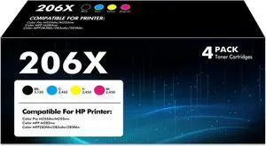 206X Toner Cartridges 4 Pack 206A High Yield Set W2110A W2110X with Chip 206X Toner Cartridges 4 Pack 206A High Yield Set W2110A W2110X with Chip