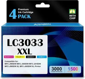 KANTEN LC3033 LC3033XXL Ink Cartridge 4-Pack (with Chip) Ultra High-Yield KANTEN LC3033 LC3033XXL Ink Cartridge 4-Pack (with Chip) Ultra High-Yield