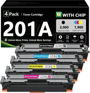201A Toner Cartridges 4 Pack (B/C/M/Y) 201A Toner Cartridges 4 Pack (B/C/M/Y)