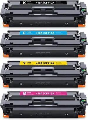 410A Toner Cartridges 4 Pack (BK/C/M/Y) - CF410AQ Toner Replacement for HP 410A Toner, Compatible with Color Pro MFP M477 Series Pro M452 Series Pro MFP M377dw Printer (CF410A, CF411A, CF413A, CF412A) 410A Toner Cartridges 4 Pack (BK/C/M/Y) - CF410AQ Toner Replacement for HP 410A Toner, Compatible with Color Pro MFP M477 Series Pro M452 Series Pro MFP M377dw Printer (CF410A, CF411A, CF413A, CF412A)
