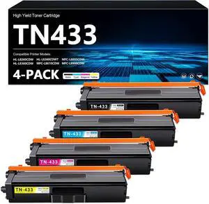 TN433 Toner Cartridge Set 4-Pack High Yield MFC-L8895CDW HL-L8360CDW Toner TN433 Toner Cartridge Set 4-Pack High Yield MFC-L8895CDW HL-L8360CDW Toner