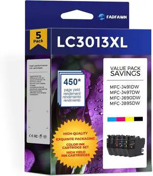 LC3013XL LC3013 Ink Cartridges BK/C/M/Y High Yield (5-Pack) - Replacement for Brother Ink Cartridges LC3013 LC3011 XL Work with MFC-J497DW MFC-J491DW MFC-J895DW MFC-J690DW Printer LC3013XL LC3013 Ink Cartridges BK/C/M/Y High Yield (5-Pack) - Replacement for Brother Ink Cartridges LC3013 LC3011 XL Work with MFC-J497DW MFC-J491DW MFC-J895DW MFC-J690DW Printer
