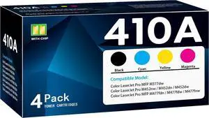 410A Toner Cartridge Replacement for HP 410A CF410A CF411A CF412A CF413A Work with Color Laser Jet Pro M452dw M452dn M452nw MFP M477fdw M477fnw M477fdn M377dw Printer (Black Cyan Magenta Yellow) 410A Toner Cartridge Replacement for HP 410A CF410A CF411A CF412A CF413A Work with Color Laser Jet Pro M452dw M452dn M452nw MFP M477fdw M477fnw M477fdn M377dw Printer (Black Cyan Magenta Yellow)