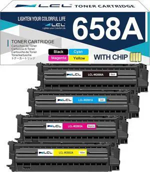 LCL 658A Toner Cartridges 4 Pack Replacement for HP 658A 658X Toner Cartridge W2000A W2001A W2002A W2003A for Color Enterprise M751n M751dn M751 Printer (Black Cyan Magenta Yellow) LCL 658A Toner Cartridges 4 Pack Replacement for HP 658A 658X Toner Cartridge W2000A W2001A W2002A W2003A for Color Enterprise M751n M751dn M751 Printer (Black Cyan Magenta Yellow)