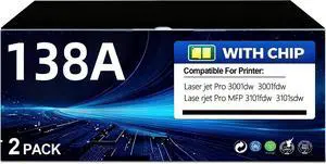 BERRYSKY 138A Black Toner Cartridges Compatible for HP 138A W1380A Toner to Use with Laser Jet Pro MFP 3101fdw 3101sdw Toner, Pro 3001dw 3001fdw Printer (2-Pack, with Chip) BERRYSKY 138A Black Toner Cartridges Compatible for HP 138A W1380A Toner to Use with Laser Jet Pro MFP 3101fdw 3101sdw Toner, Pro 3001dw 3001fdw Printer (2-Pack, with Chip)