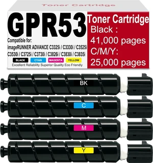 GPR53 Toner 4-Pack Compatible for iR ADV DX High 116k GPR53 Toner 4-Pack Compatible for iR ADV DX High 116k
