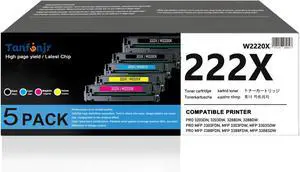 222X High Yield Toner Cartridge 5-Pack with Chip, Compatible Replacement for HP 222X W2220X W2221X W2222X W2223X, Work with LaserJet Pro 3288dw 3288dn MFP 3388sdw 3388fdw 3388fdn Printer 222X High Yield Toner Cartridge 5-Pack with Chip, Compatible Replacement for HP 222X W2220X W2221X W2222X W2223X, Work with LaserJet Pro 3288dw 3288dn MFP 3388sdw 3388fdw 3388fdn Printer