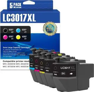 SFINK LC3017 LC3017XL Ink Cartridges High Yield (5-Pack) Replacement for Brother LC3017 XL Ink Cartridges MFC-J5330DW MFC-J6530DW MFC-J6730DW MFC-J6930DW Printer (BK/C/M/Y) SFINK LC3017 LC3017XL Ink Cartridges High Yield (5-Pack) Replacement for Brother LC3017 XL Ink Cartridges MFC-J5330DW MFC-J6530DW MFC-J6730DW MFC-J6930DW Printer (BK/C/M/Y)