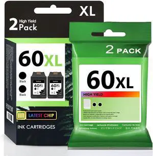 High Yield 60XL Ink Cartridge 2 Black Replacement for HP 60 60XL, Word with Envy 110 120 114 111, PhotoSmart D110 D110A C4650 C4680 C4780, Deskjet D2680 F2430 F4440 F4400 Printers High Yield 60XL Ink Cartridge 2 Black Replacement for HP 60 60XL, Word with Envy 110 120 114 111, PhotoSmart D110 D110A C4650 C4680 C4780, Deskjet D2680 F2430 F4440 F4400 Printers