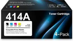 414A High Yield Toner Cartridges 4-Pack (BK,C,M,Y) Replacement for HP 414A 414A High Yield Toner Cartridges 4-Pack (BK,C,M,Y) Replacement for HP 414A
