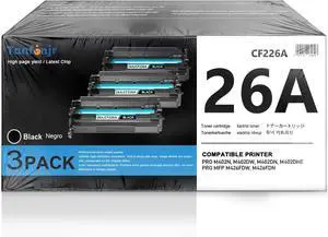 26A CF226A Black Toner Cartridge 3-Pack, High Yield Replacement for HP 26A CF226A CF226X, Compatible with LaserJet Pro M402n M402dw M402dn MFP M426fdw M426fdn M426dw Printer 26A CF226A Black Toner Cartridge 3-Pack, High Yield Replacement for HP 26A CF226A CF226X, Compatible with LaserJet Pro M402n M402dw M402dn MFP M426fdw M426fdn M426dw Printer