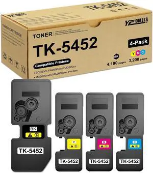 TK-5452 TK5452 Toner Cartridge Compatible for Kyocera TK5452K TK5452C TK5452M TK5452Y Toner for ECOSYS PA2600cwx MA2600cwfx PA2600cx MA2600cwx Printers, Black Cyan Magenta Yellow TK-5452 TK5452 Toner Cartridge Compatible for Kyocera TK5452K TK5452C TK5452M TK5452Y Toner for ECOSYS PA2600cwx MA2600cwfx PA2600cx MA2600cwx Printers, Black Cyan Magenta Yellow