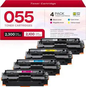 055 Toner Cartridge Set 4 Pack Compatible for Canon 055H CRG-055 055 Toner Cartridge Set 4 Pack Compatible for Canon 055H CRG-055