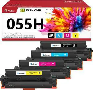 055H Toner Cartridge Set 4 Pack - Replacement for Canon CRG-055H 055 Toner Cartridge for Color imageCLASS MF741Cdw, MF742Cdw, MF744Cdw, MF746Cx, LBP664Cdw, LBP663Cdw, Printer Toner (055H, 1B 1C 1M 1Y) 055H Toner Cartridge Set 4 Pack - Replacement for Canon CRG-055H 055 Toner Cartridge for Color imageCLASS MF741Cdw, MF742Cdw, MF744Cdw, MF746Cx, LBP664Cdw, LBP663Cdw, Printer Toner (055H, 1B 1C 1M 1Y)