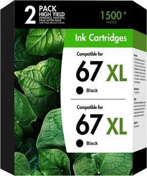 67XL 67 Black Ink Cartridges Compatible for HP Deskjet 2855e 2755e 2-Pack 67XL 67 Black Ink Cartridges Compatible for HP Deskjet 2855e 2755e 2-Pack