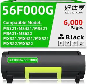 56F000G High Yield Black Toner Cartridge Compatible with Lexmark 56F1000 56F2000 56F3000 56F4000 56F5000 56F6000 for MS321 MS421 MS521 MS621 MS622 MX321 MX421 MX521 MX522 MX622 Printer (56F000G-1Pack) 56F000G High Yield Black Toner Cartridge Compatible with Lexmark 56F1000 56F2000 56F3000 56F4000 56F5000 56F6000 for MS321 MS421 MS521 MS621 MS622 MX321 MX421 MX521 MX522 MX622 Printer (56F000G-1Pack)