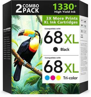 68XL 68 Ink Cartridges Black/Color Combo Pack Compatible for HP68 68 XL 68 Ink Cartridges for HP Printers Replacement for HP Ink 68 68e for Envy 6155e 6100e 6152e 6500e 6552e 6555e 6558e 68XL 68 Ink Cartridges Black/Color Combo Pack Compatible for HP68 68 XL 68 Ink Cartridges for HP Printers Replacement for HP Ink 68 68e for Envy 6155e 6100e 6152e 6500e 6552e 6555e 6558e