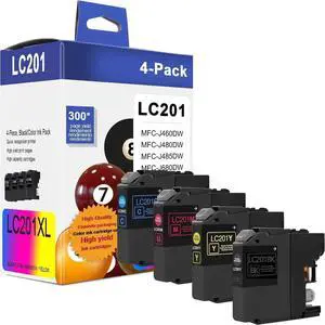 LC201XL LC201CL (BK/C/M/Y) Ink Cartridge Replacement for Brother LC201 LC203 for MFC-J460DW MFC-J480DW MFC-J485DW MFC-J880DW Printer (LC201BK LC201C LC201M LC201Y, 4 Pack) LC201XL LC201CL (BK/C/M/Y) Ink Cartridge Replacement for Brother LC201 LC203 for MFC-J460DW MFC-J480DW MFC-J485DW MFC-J880DW Printer (LC201BK LC201C LC201M LC201Y, 4 Pack)