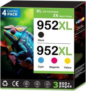 952XL Ink Cartridges Replacements for HP 952 Ink Cartridges Combo Pack (4 Pack), Compatible with HP OfficeJet Pro 7740 8710 8715 8720 8725 8730 Printers, 952 Black and 952 Color (Cyan Magenta Yellow) 952XL Ink Cartridges Replacements for HP 952 Ink Cartridges Combo Pack (4 Pack), Compatible with HP OfficeJet Pro 7740 8710 8715 8720 8725 8730 Printers, 952 Black and 952 Color (Cyan Magenta Yellow)