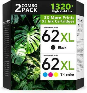62XL Ink Cartridges Combo Pack Replacement for HP Ink 62 62XL Ink for HP Envy 5540 5549 5640 5660 7640 7645 for OfficeJet Mobile 250 200 for OfficeJet 5740 5741 8040 (1 Black 1 Tri-Color) 62XL Ink Cartridges Combo Pack Replacement for HP Ink 62 62XL Ink for HP Envy 5540 5549 5640 5660 7640 7645 for OfficeJet Mobile 250 200 for OfficeJet 5740 5741 8040 (1 Black 1 Tri-Color)