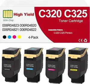 C320 C325 Standard Capacity Toner Cartridge Replacement for 006R04823 006R04820 006R04821 006R04822 Toner Compatible for C320 C325 Printer, Black, Cyan, Magenta, Yellow, 4-Pack C320 C325 Standard Capacity Toner Cartridge Replacement for 006R04823 006R04820 006R04821 006R04822 Toner Compatible for C320 C325 Printer, Black, Cyan, Magenta, Yellow, 4-Pack