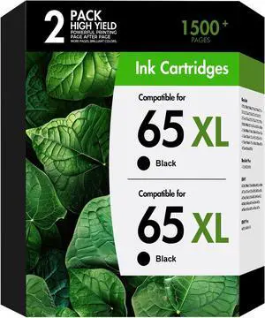 65 65XL Black Ink Cartridges Compatible for HP65 XL 2-Pack Black 65 65XL Black Ink Cartridges Compatible for HP65 XL 2-Pack Black