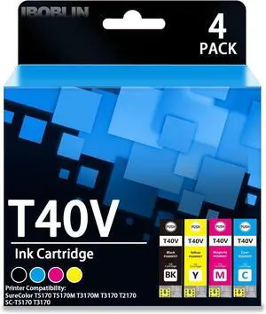 Remanufactured T40V Ink Cartridges with Chip High Capacity for T40W Ink SureColor T5170 T5170M T3170M T3170 T2170 SC-T5170 SC-T3170 Printers (4Packs,Black,Cyan,Magenta,Yellow) Remanufactured T40V Ink Cartridges with Chip High Capacity for T40W Ink SureColor T5170 T5170M T3170M T3170 T2170 SC-T5170 SC-T3170 Printers (4Packs,Black,Cyan,Magenta,Yellow)