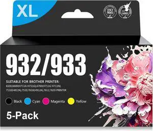 932XL 933XL Ink Cartridge 5 Pack (2 Black, 1 Cyan, 1 Magenta,1 Yellow) 932XL 933XL Ink Cartridge 5 Pack (2 Black, 1 Cyan, 1 Magenta,1 Yellow)
