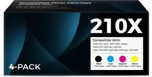 210X Toner Cartridges 4 Pack Replacement for HP 210X 210A High Yield 210X Toner Cartridges 4 Pack Replacement for HP 210X 210A High Yield