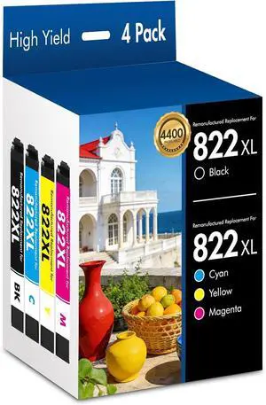 Remanufactured Replacement for 822XL Ink Cartridges for 822 XL Printer Ink Remanufactured Replacement for 822XL Ink Cartridges for 822 XL Printer Ink
