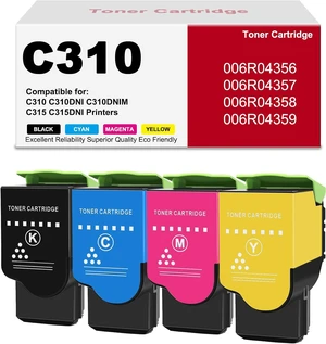 4Pack Toner Cartridge for C310 C315 Series Printers, Replacement for 006R04356 006R04357 006R04358 006R04359, Black, Cyan, Magenta, Yellow 4Pack Toner Cartridge for C310 C315 Series Printers, Replacement for 006R04356 006R04357 006R04358 006R04359, Black, Cyan, Magenta, Yellow