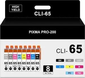 YQSLPBM 8-Pack CLI-65 Ink Compatible for Canon PIXMA PRO-200 200S Printer YQSLPBM 8-Pack CLI-65 Ink Compatible for Canon PIXMA PRO-200 200S Printer