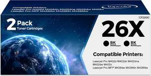 2-Pack 26X Black Toner Cartridge CF226X Compatible for HP Printer 2-Pack 26X Black Toner Cartridge CF226X Compatible for HP Printer