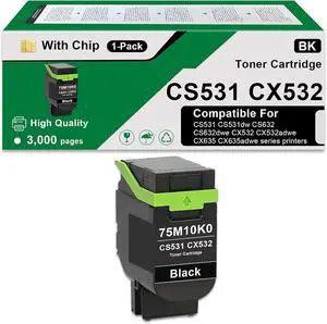 CS531 CX532 Black Toner Cartridges Compatible for Lexmark 75M10K0 CS531 CX532 Black Toner Cartridges Compatible for Lexmark 75M10K0
